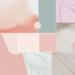 An ultra minimalist mood board in pastel colors with an editorial layout