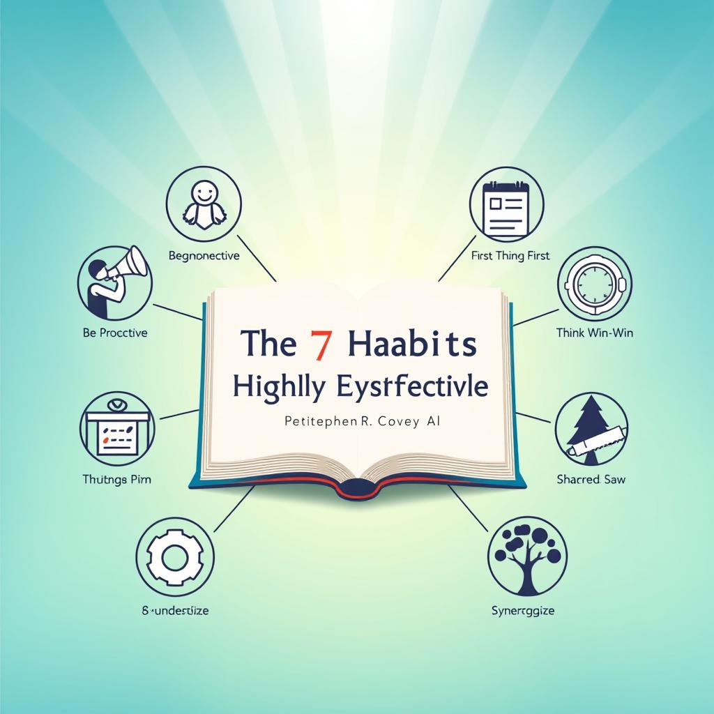 A visually engaging representation of the book "The 7 Habits of Highly Effective People" by Stephen R