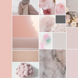 An ultra minimalist mood board in pastel colors with an editorial layout