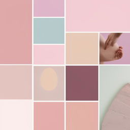 An ultra minimalist mood board in pastel colors with an editorial layout