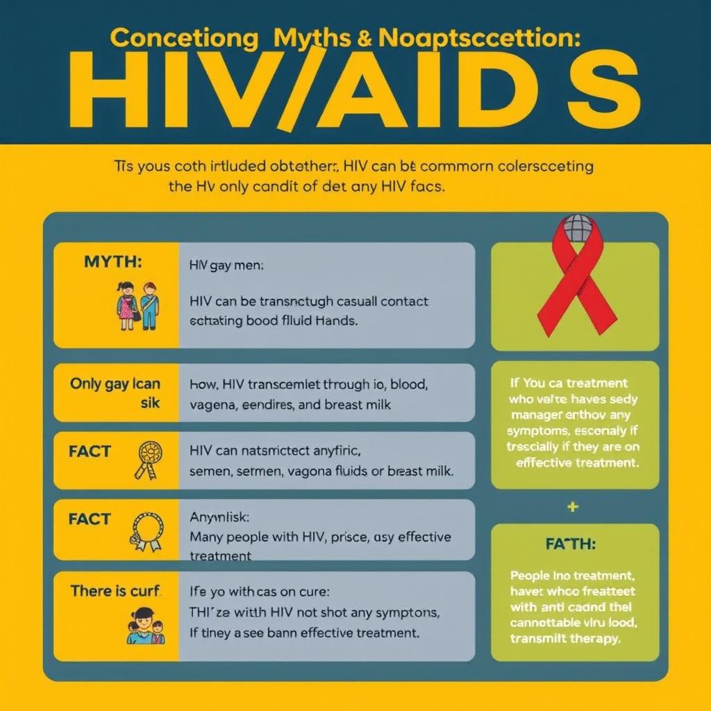 An infographic poster correcting common myths and misconceptions about HIV/AIDS