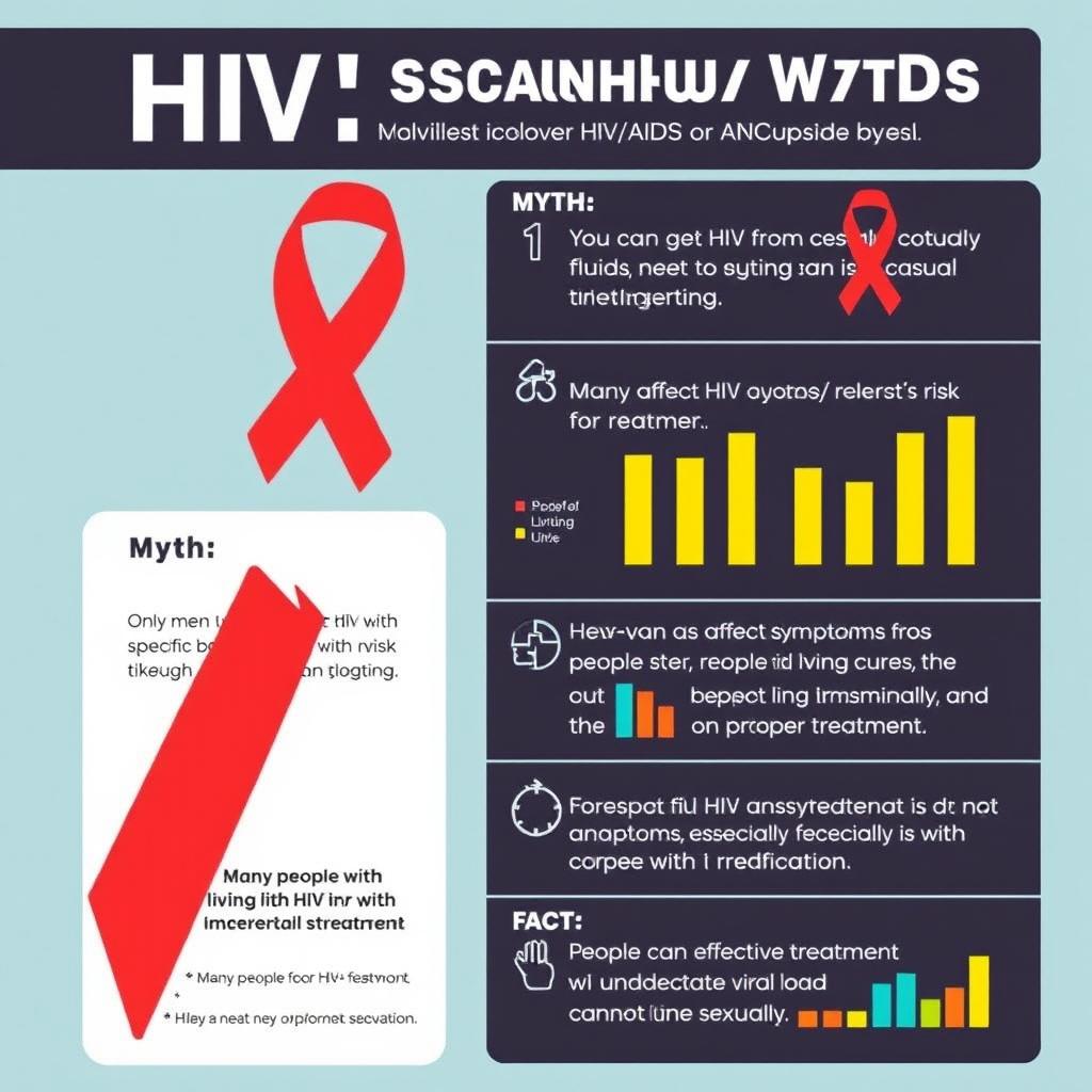Create an engaging infographic poster to debunk common myths and misconceptions about HIV/AIDS