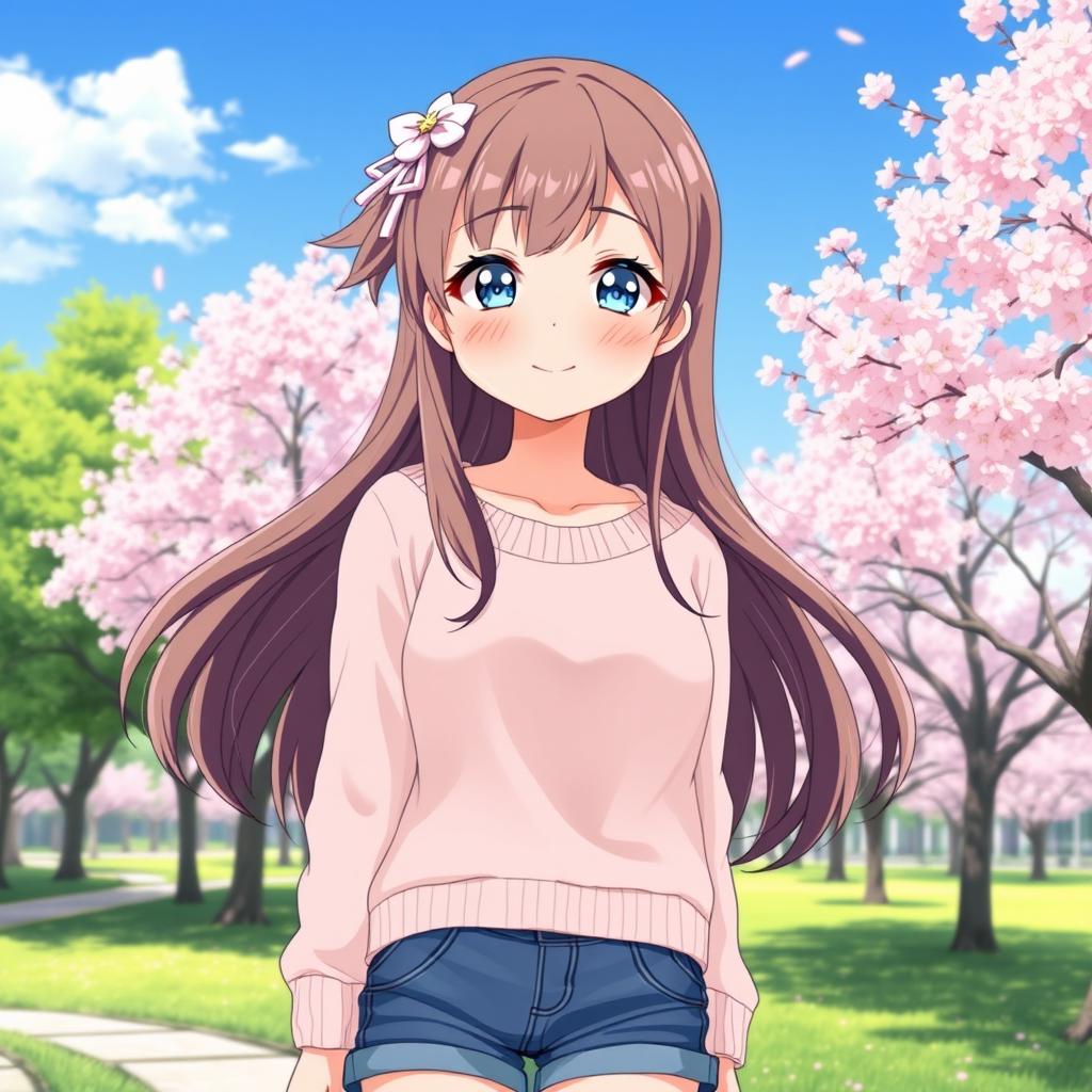 A polite teenage girl in anime style, depicted in full body