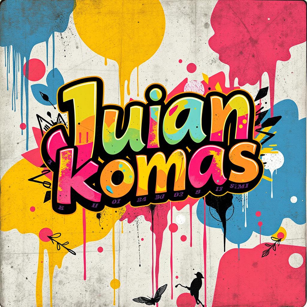 A creative and colorful reinterpretation of the popular text style known as "mang juan", transformed into the unique style of "Juan komas"