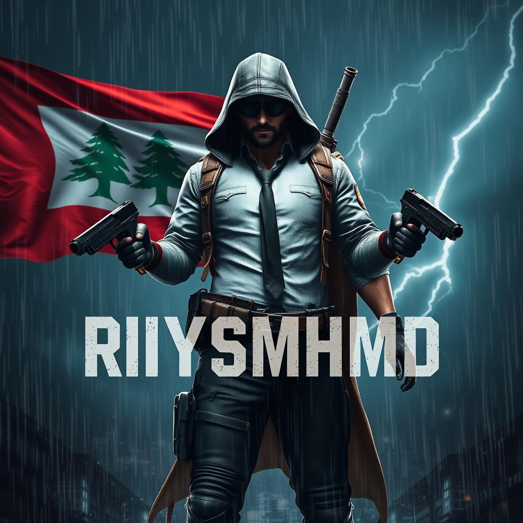 A skilled assassin in a PUBG-themed outfit, featuring tactical gear, a hooded cape, and dual pistols at the ready