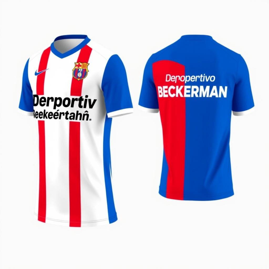A sports jersey design that features a vibrant blue color instead of dark red, and white instead of light red