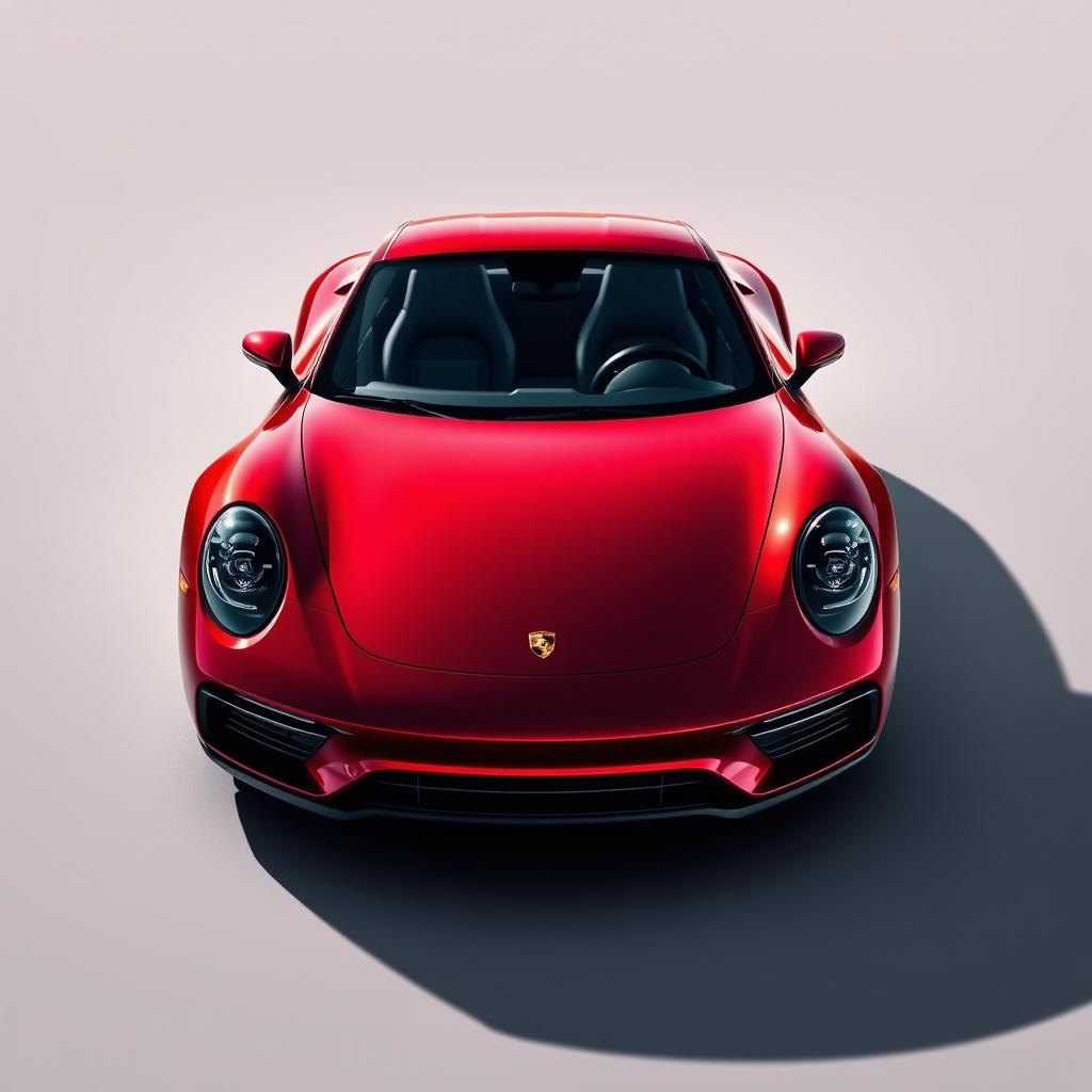 A sleek and modern Porsche sports car in a rich wine red color, showcasing its elegant curves and aerodynamic design