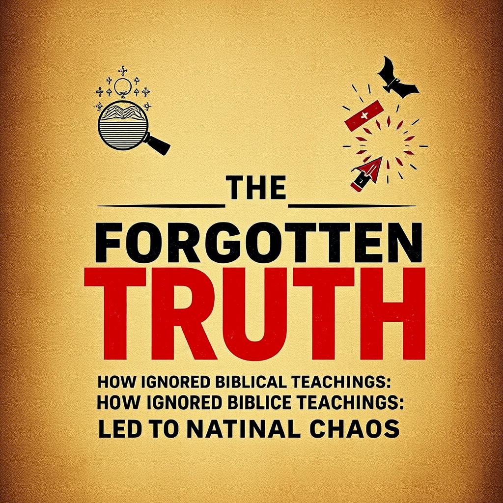 A striking book cover featuring the title 'THE FORGOTTEN TRUTH: HOW IGNORED BIBLICAL TEACHINGS LED TO NATIONAL CHAOS'