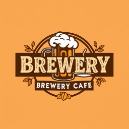 A stylish and modern logo design for a brewery café, incorporating elements like a frothy beer mug and coffee cup