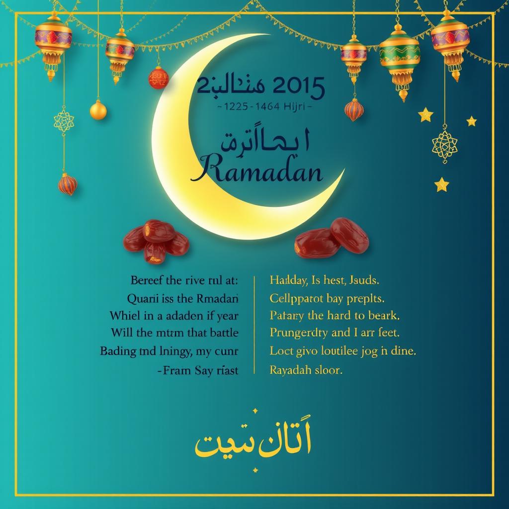 A festive banner welcoming the month of Ramadan in 2025 and 1446 Hijri
