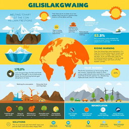 An informative and visually engaging infographic about global warming, showcasing key statistics and facts
