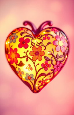 A close-up view of a vibrant and intricately designed heart, symbolizing emotion and depth