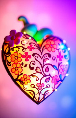 A close-up view of a vibrant and intricately designed heart, symbolizing emotion and depth