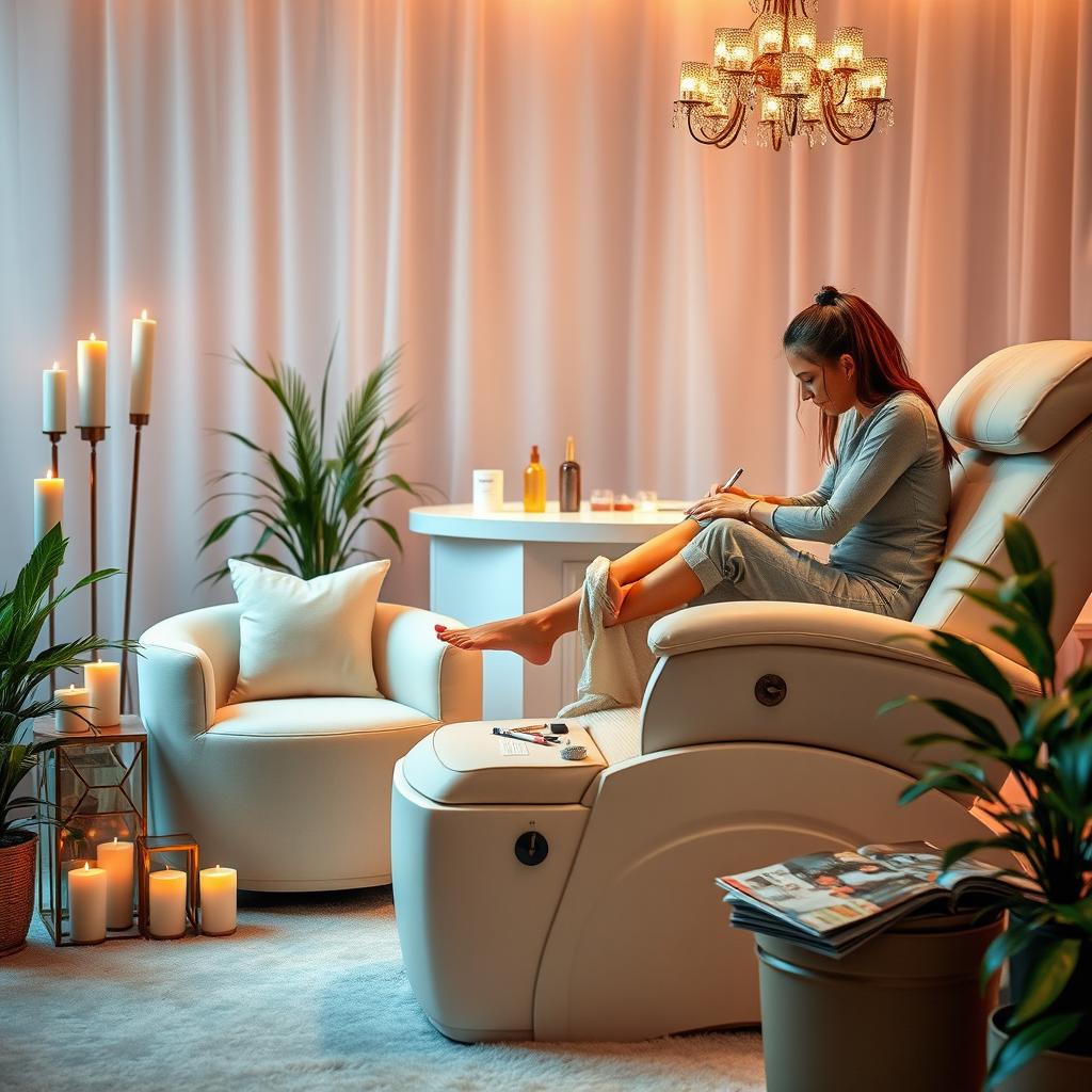 A serene and aesthetically pleasing pedicure stage setup