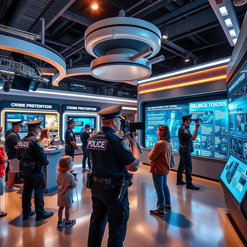 A virtual police exhibition showcasing advanced technology and tools used in law enforcement