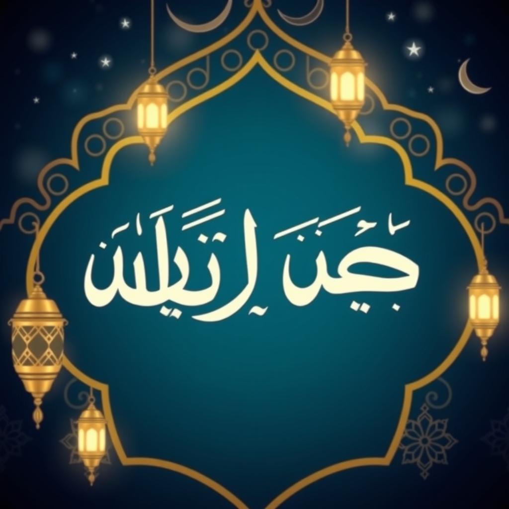 A beautifully designed illustration showcasing the phrase "رمضان كريم" in elegant Arabic calligraphy, surrounded by traditional Islamic decorative elements
