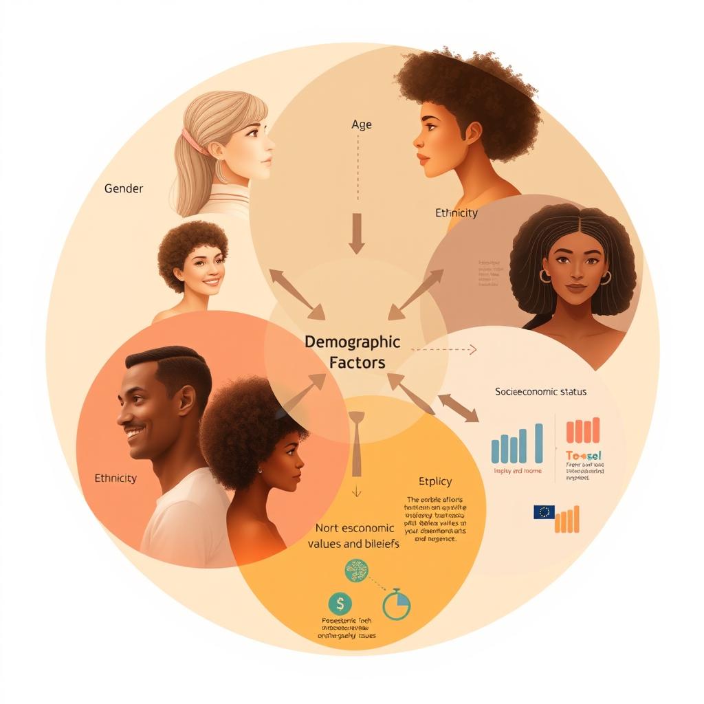 A Venn diagram showcasing the interplay of demographic factors including Age, Gender, Ethnicity, Education, Socioeconomic Status, and Cultural Background