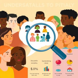 A vibrant and inclusive infographic featuring a diverse group of people from various backgrounds, with a thought bubble or speech bubble emerging from them