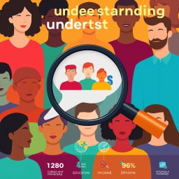 A vibrant and inclusive infographic featuring a diverse group of people from various backgrounds, with a thought bubble or speech bubble emerging from them