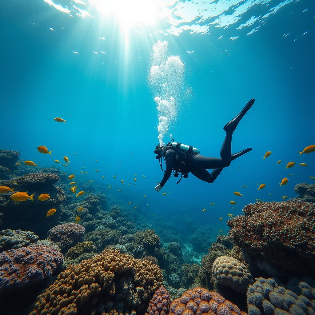 A vibrant underwater scene capturing the beauty of sea diving