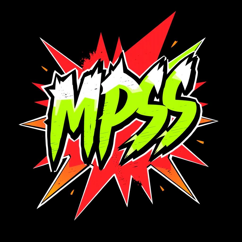 A punk band logo featuring the letters 'MPSS' designed in a spiky and blurry writing style