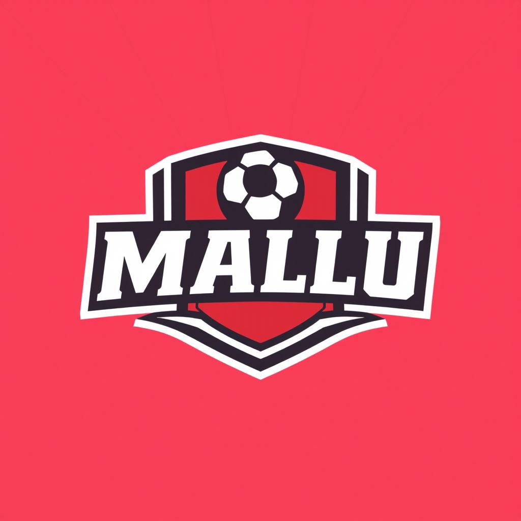 A striking football logo design featuring the phrase 'Mallu FC' in a bold, athletic font