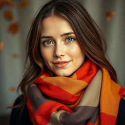 A portrait of a young woman resembling Ellie Williams, featuring a soft expression and warm gaze