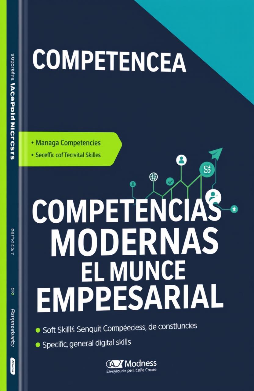 A modern book cover design for a business competency guide titled 'Competencias Modernas en el Mundo Empresarial'