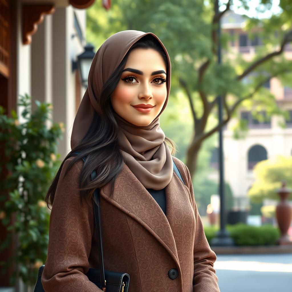 A fictional character, Negar Abbasi, a 33-year-old woman wearing an Islamic hijab typical of the Iranian Republic