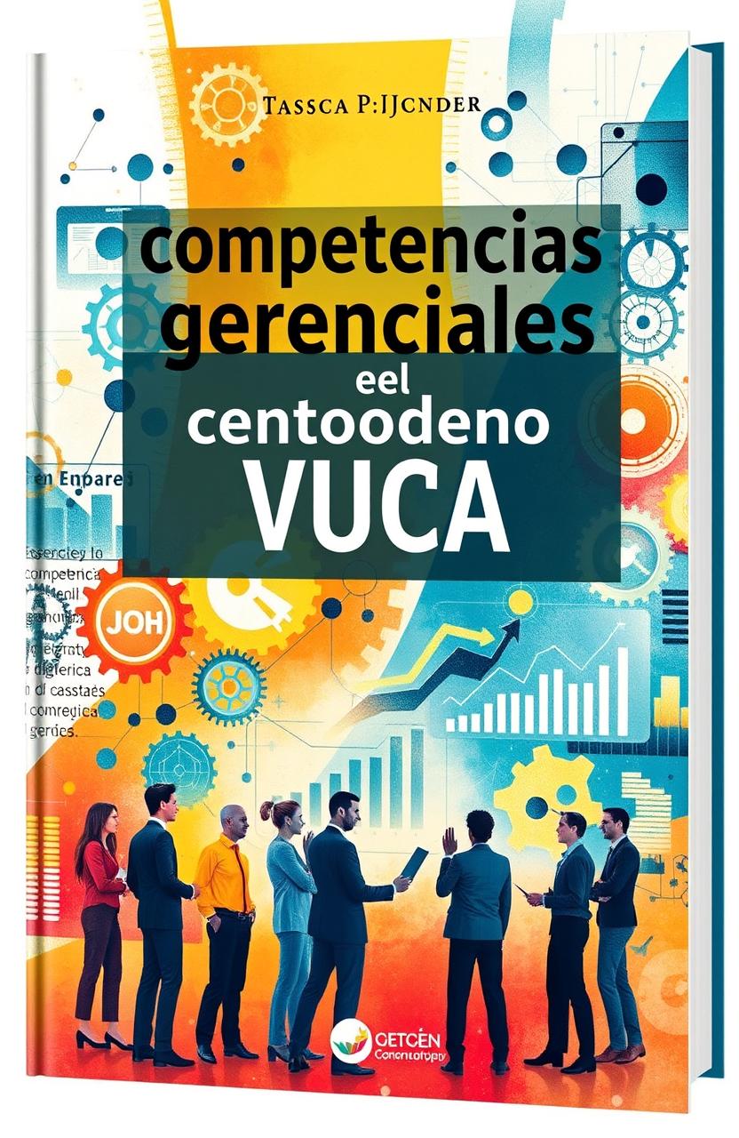 A captivating book cover for "Competencias gerenciales en el entorno VUCA" with the subtitle "Desde las competencias generales de la gerencia hasta las competencias digitales"