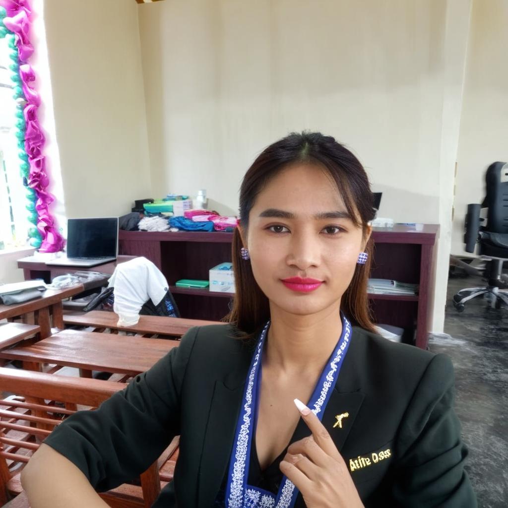 Graceful Elegance: Woman with Medal