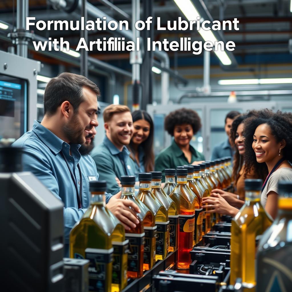A captivating webinar-themed image titled 'Formulation of Lubricants with Artificial Intelligence'