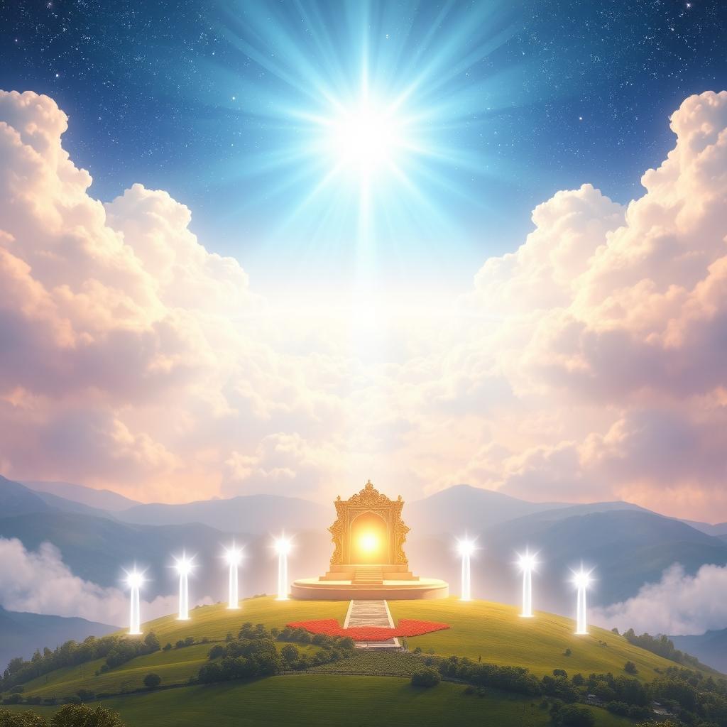 A serene and ethereal landscape depicting a divine presence