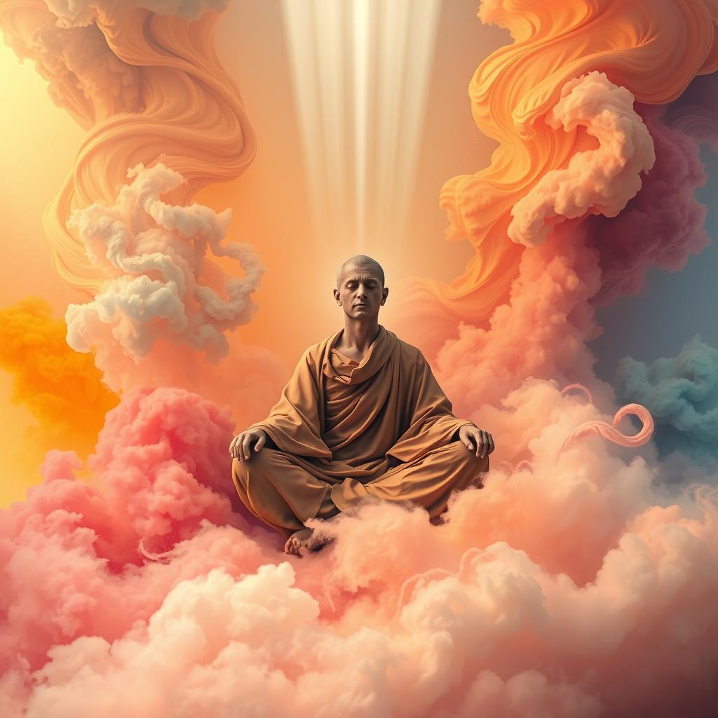 An abstract and visually striking scene symbolizing the concept of thought and introspection