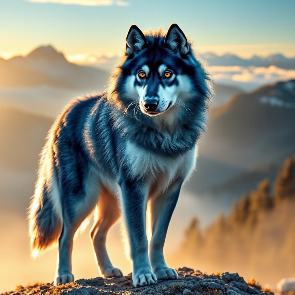 Create an image of a majestic and rare dog with an enchanting appearance