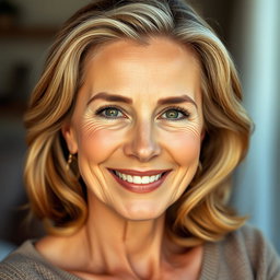 A stunning 50-year-old woman facing the camera with a natural and relaxed demeanor