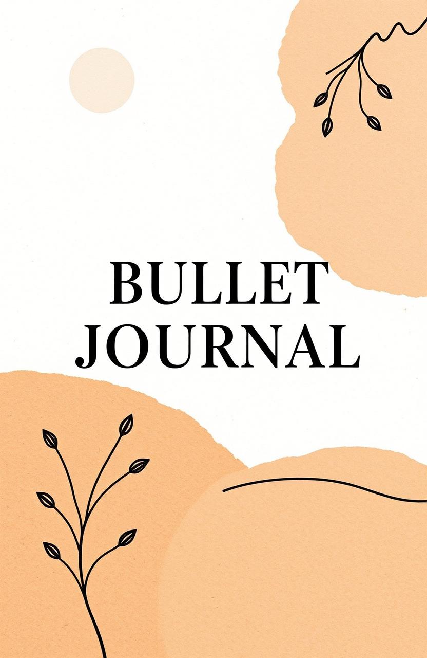 A sophisticated and dynamic bullet journal cover design featuring rich, earthy and muted tones that inspire and ground the viewer