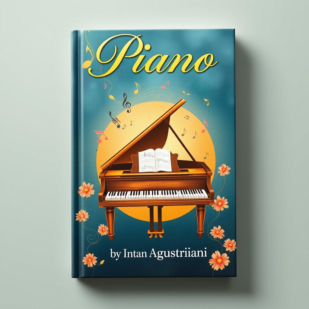 An evocative cover design for 'Piano' by Intan Agustriani, featuring a beautifully illustrated grand piano in an elegant setting