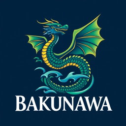 A striking logo design for Bakunawa, featuring a stylized dragon with a serpentine body, that resembles the mythical serpent from Filipino folklore