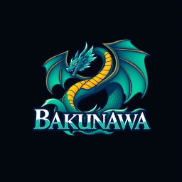 A striking logo design for Bakunawa, featuring a stylized dragon with a serpentine body, that resembles the mythical serpent from Filipino folklore