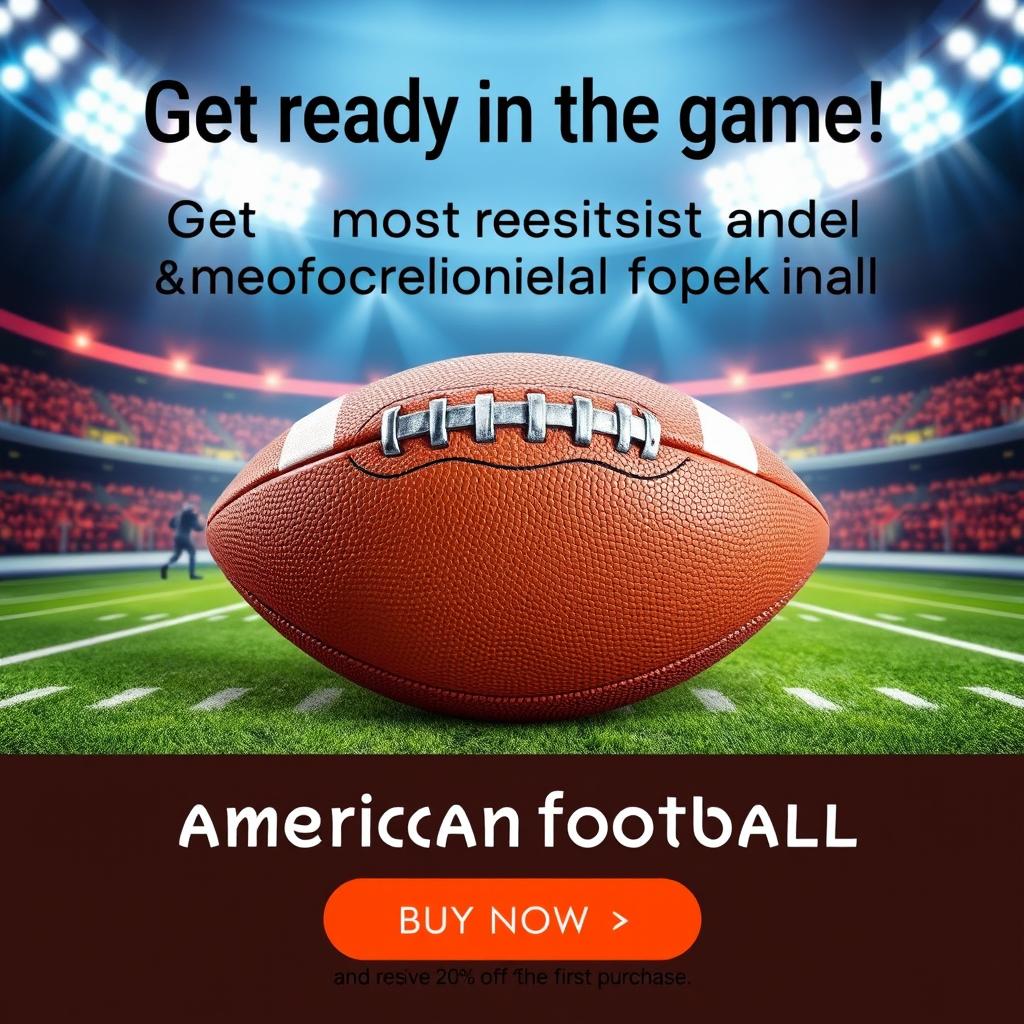 An eye-catching poster for the sale of an American football, featuring a simple but functional design