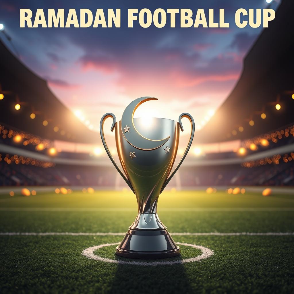 A beautiful depiction of the Ramadan Football Cup, showcasing a stunning trophy designed specifically for this event