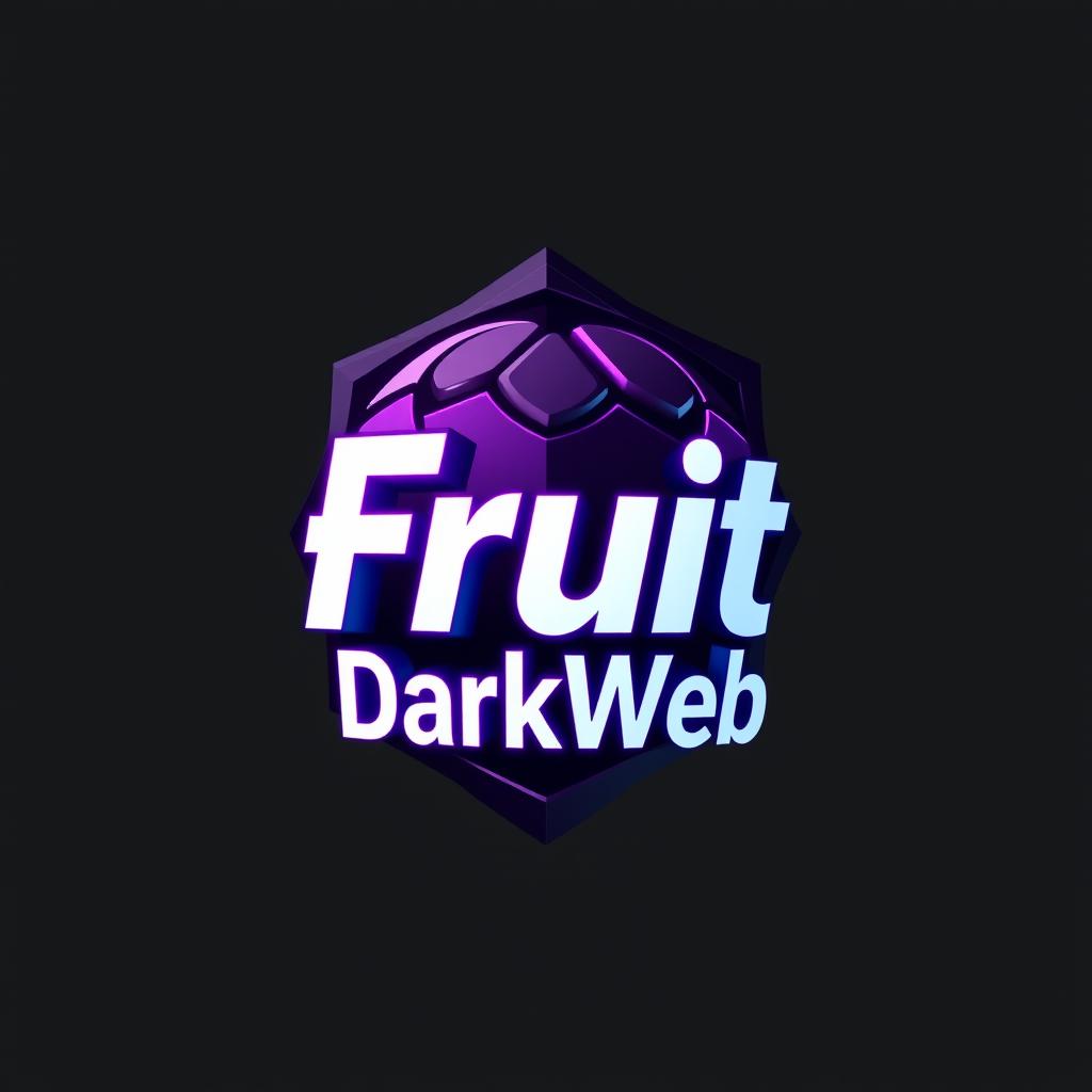 A 3D logo for 'Fruit DarkWeb', designed in a minimalistic style with dimensions that emphasize depth