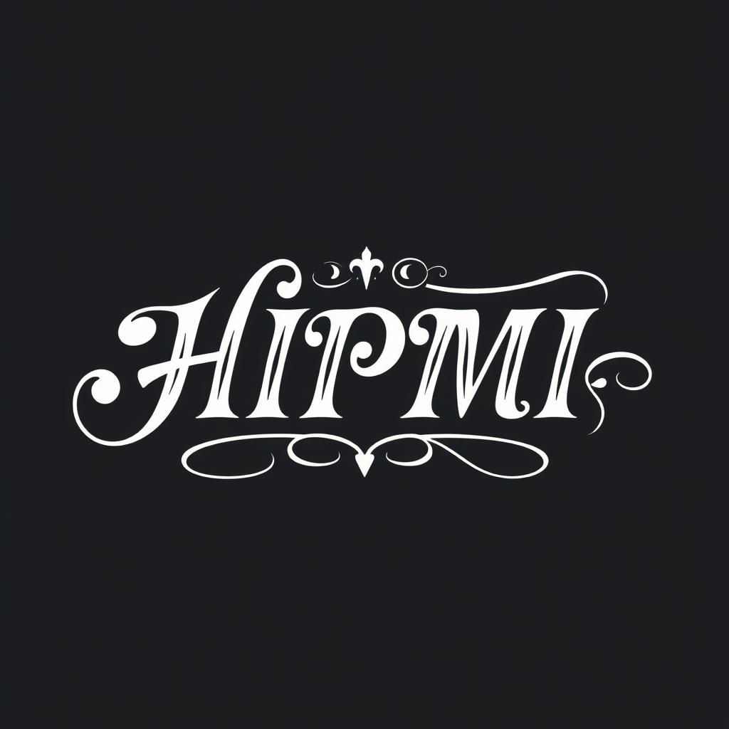 A captivating typographic design featuring the text "HIPMI" in a combination of calligraphic vintage and retro fonts