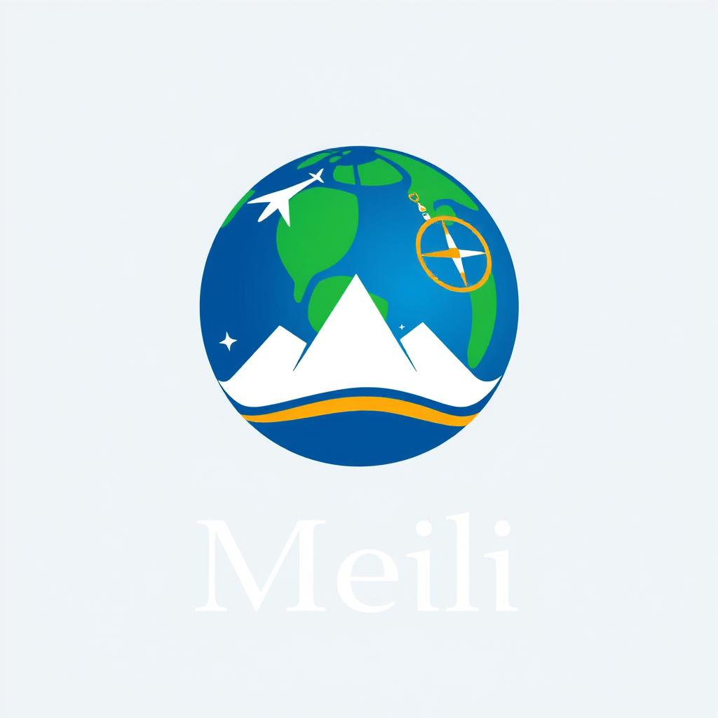 A sleek and modern logo design for a travel agency named 'Meili'
