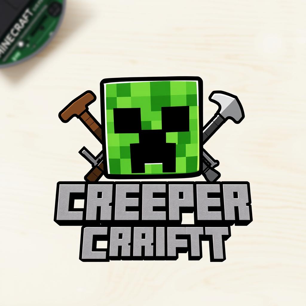 A dynamic logo for a 'Creeper Craft' channel, featuring a prominent pixelated creeper face from Minecraft, with its iconic green color and dark green squares