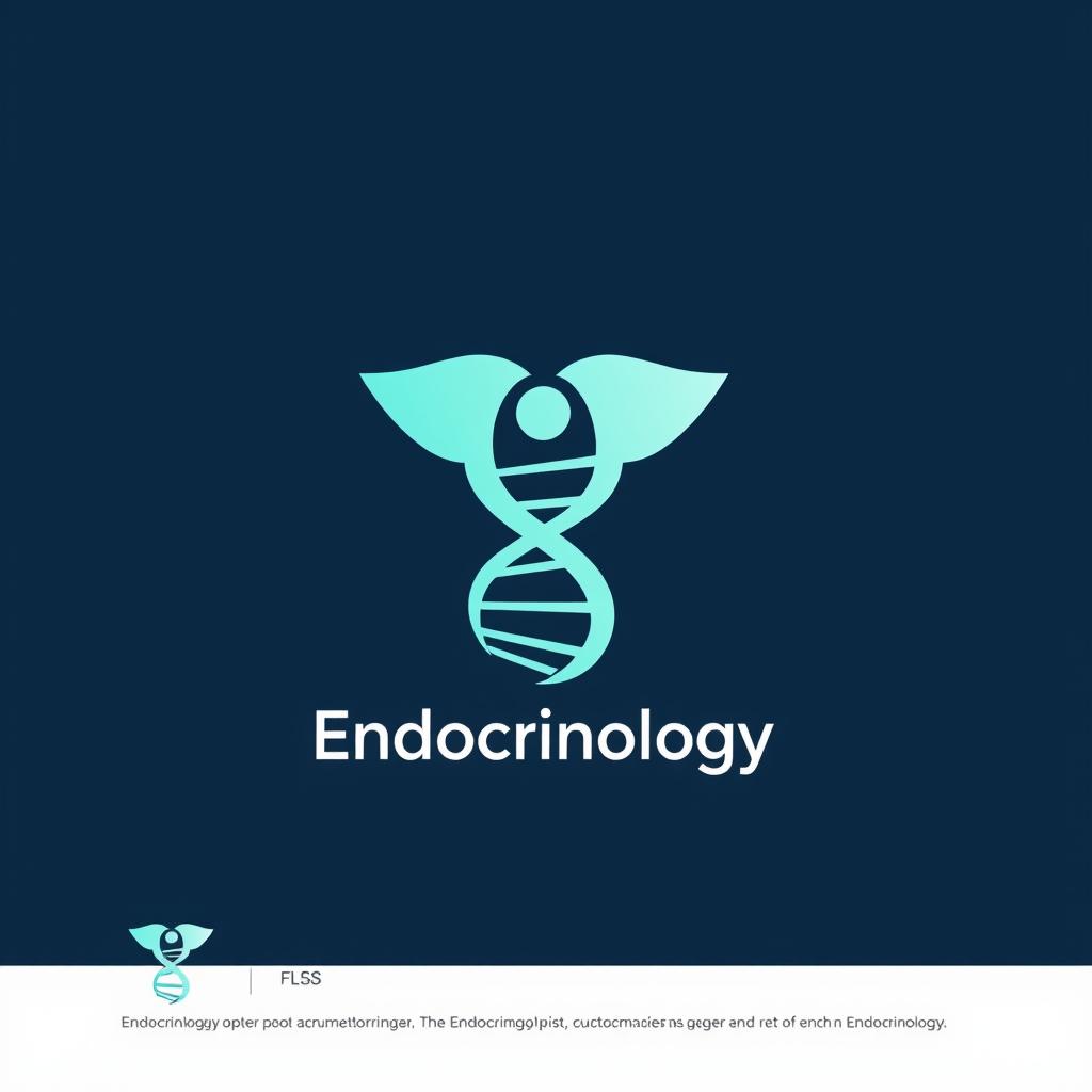 A modern and sleek logo design for an endocrinologist, featuring elements that represent health and hormones
