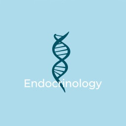A modern and sleek logo design for an endocrinologist, featuring elements that represent health and hormones