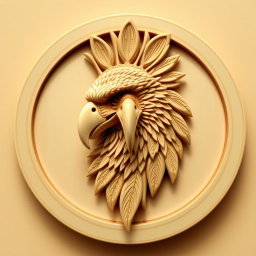 An intricately carved African crowned eagle head design without a crown, specifically created for a necklace