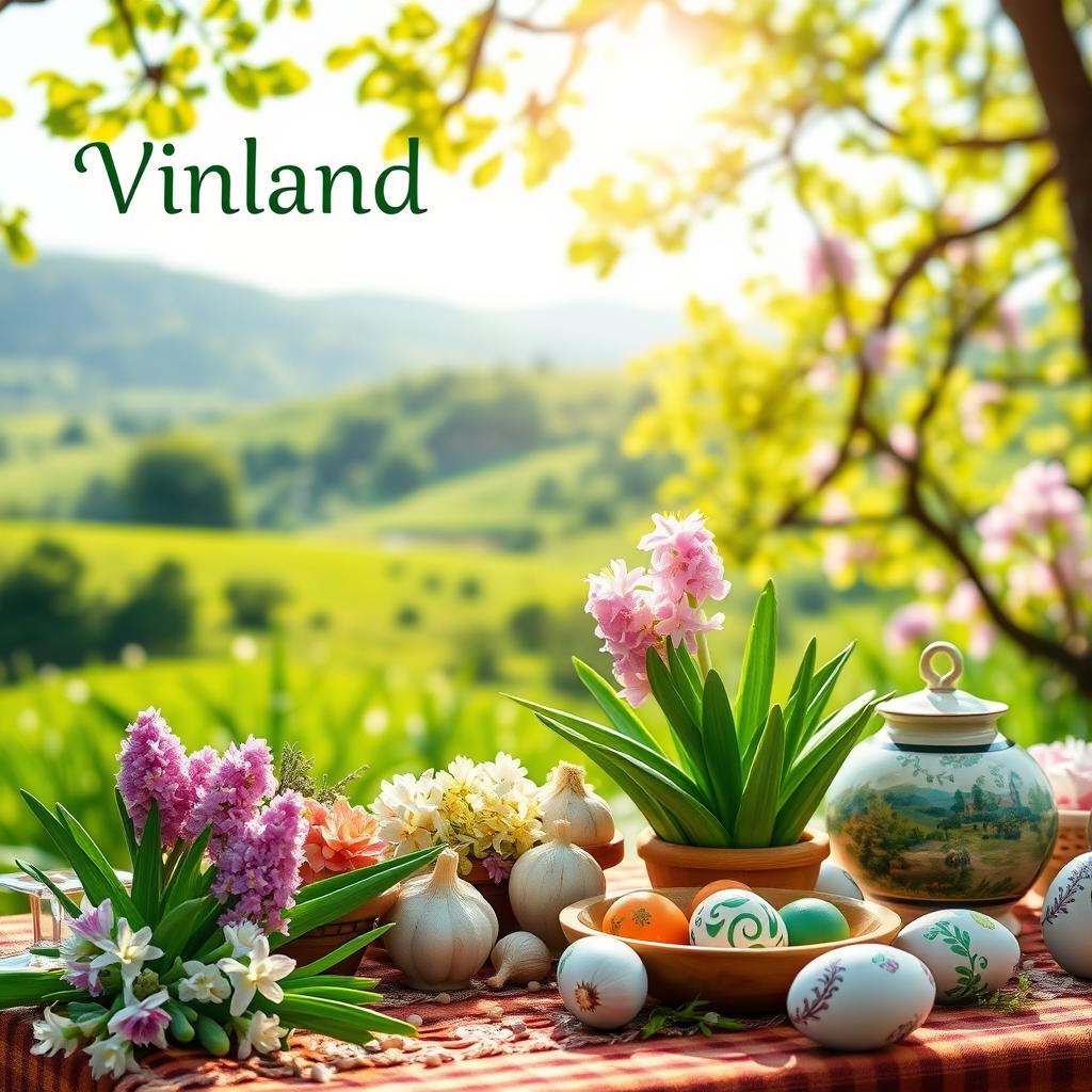 A vibrant spring background featuring a lush, green landscape, symbolizing the beauty of nature